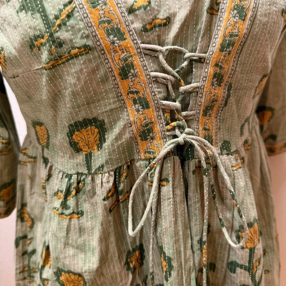 Nav Jeewan Babydoll Ethnic Boho Fusion Made India‎ Tunic Top Women Size Large 42